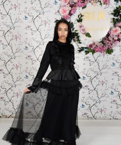 Exclusive Abaya with pleated bodice detail